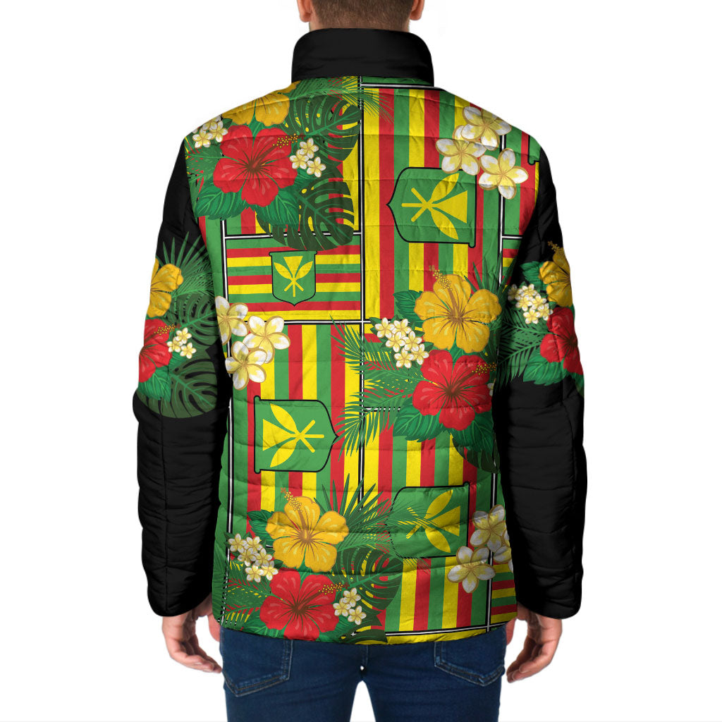 Hawaii Kanaka Maoli Hibiscus Padded Jacket Hawaiian Flag Motif