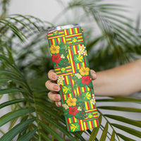 Hawaii Kanaka Maoli Hibiscus Skinny Tumbler Hawaiian Flag Motif LT9 - Polynesian Pride