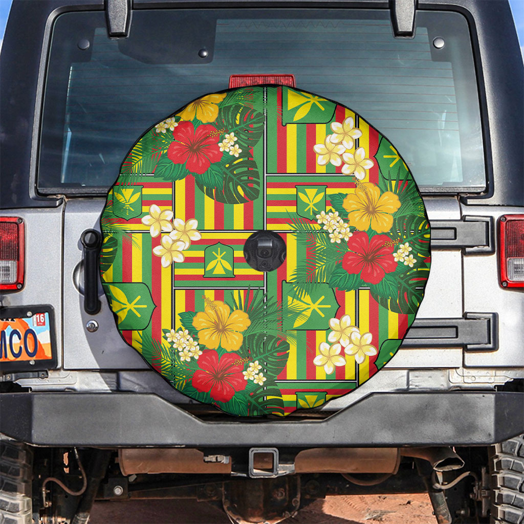 Hawaii Kanaka Maoli Hibiscus Spare Tire Cover Hawaiian Flag Motif LT9 Green - Polynesian Pride