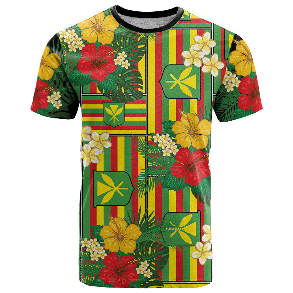 Hawaii Kanaka Maoli Hibiscus T Shirt Hawaiian Flag Motif