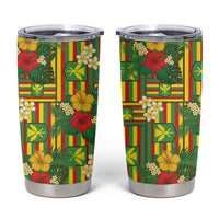 Hawaii Kanaka Maoli Hibiscus Tumbler Cup Hawaiian Flag Motif LT9 Green - Polynesian Pride