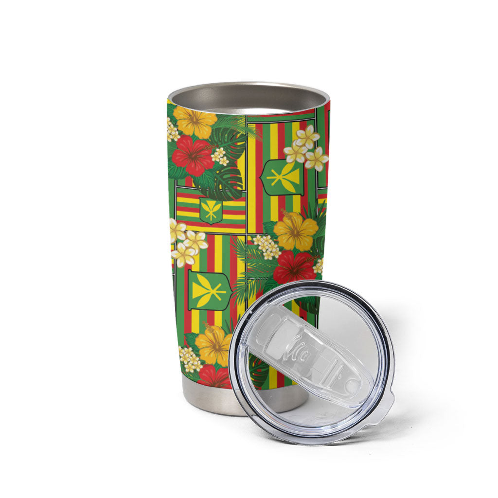 Hawaii Kanaka Maoli Hibiscus Tumbler Cup Hawaiian Flag Motif LT9 - Polynesian Pride