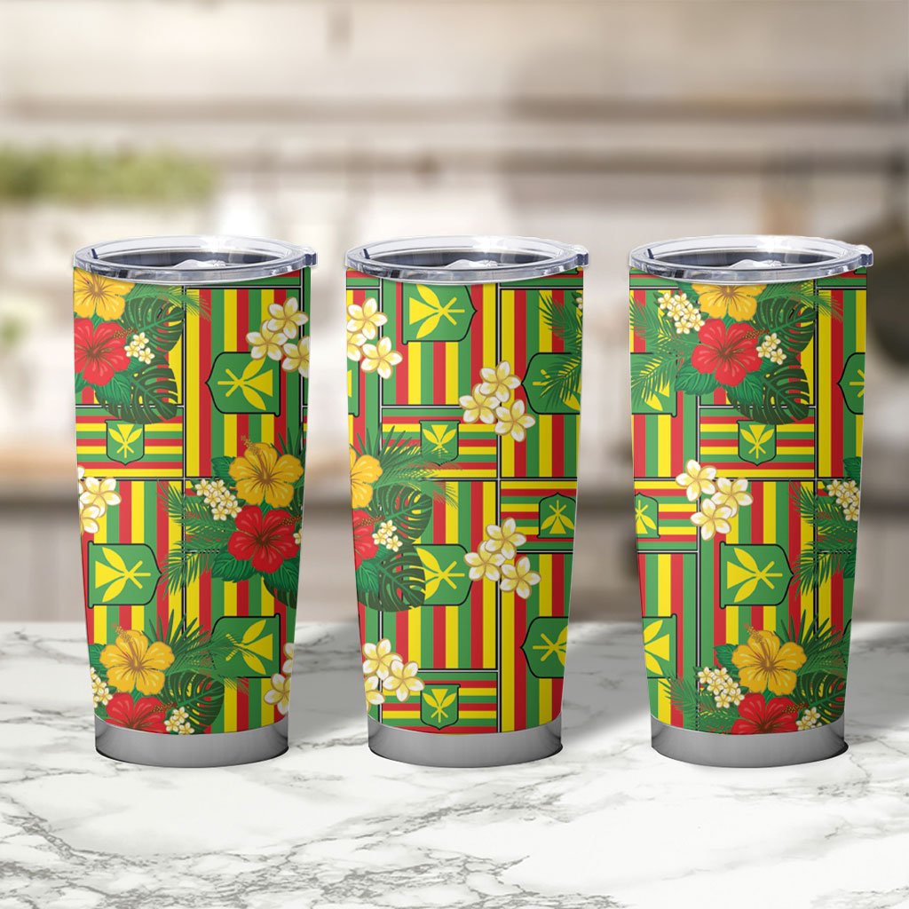 Hawaii Kanaka Maoli Hibiscus Tumbler Cup Hawaiian Flag Motif LT9 - Polynesian Pride