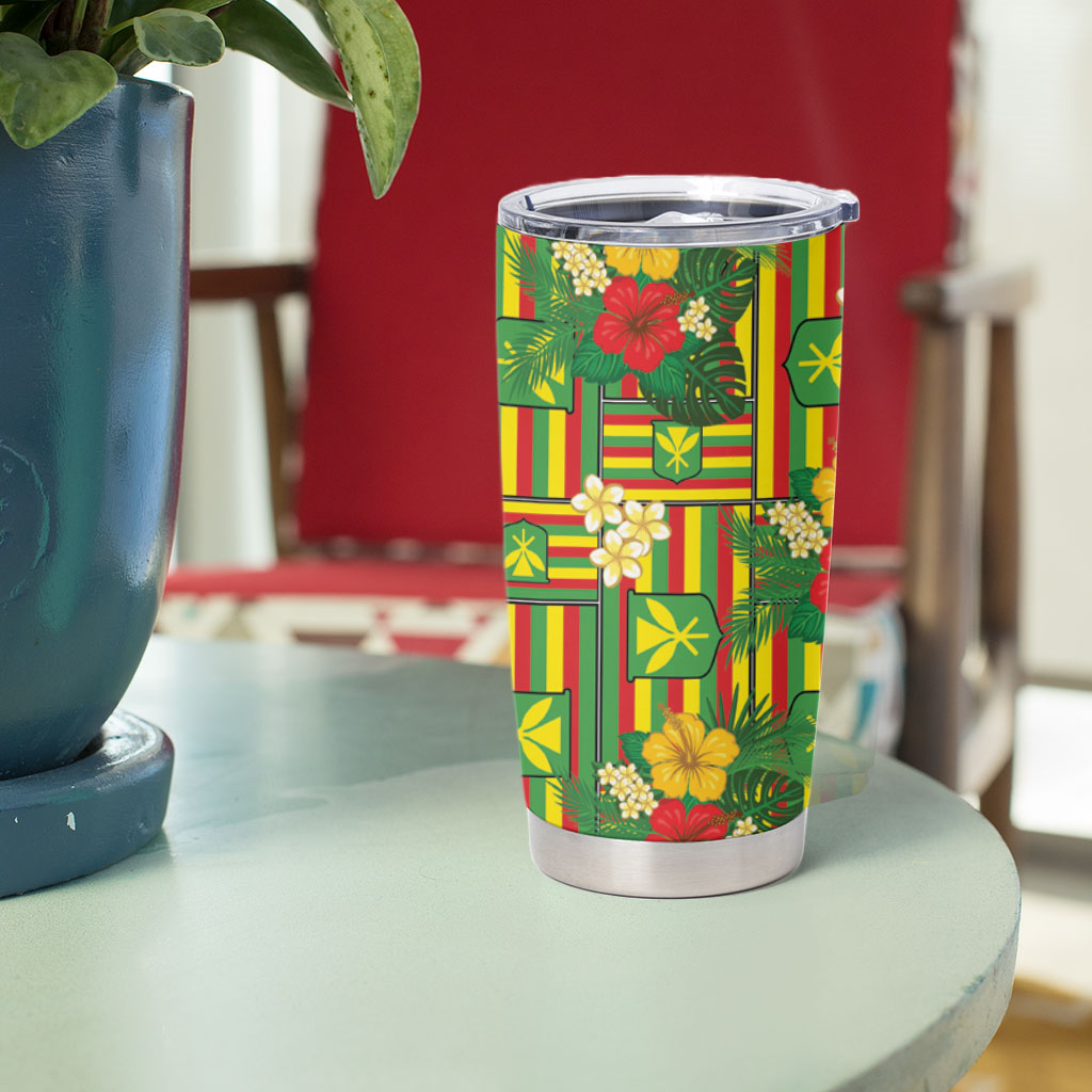 Hawaii Kanaka Maoli Hibiscus Tumbler Cup Hawaiian Flag Motif LT9 - Polynesian Pride