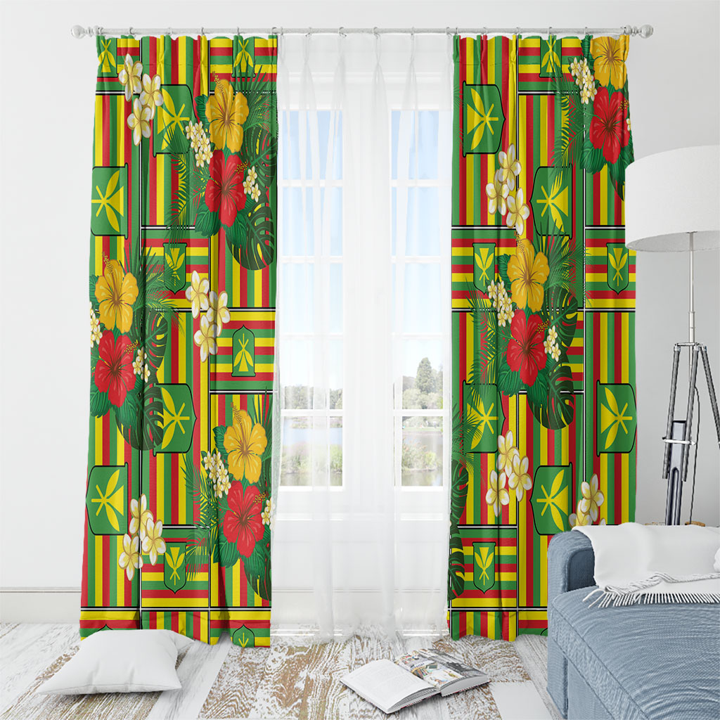Hawaii Kanaka Maoli Hibiscus Window Curtain Hawaiian Flag Motif