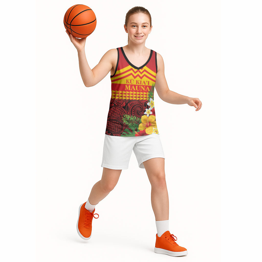 Hawaii Ku Kia'i Mauna Personalized Basketball Jersey Hibiscus Kakau Pattern