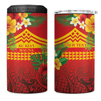 Hawaii Ku Kia'i Mauna Personalized 4 in 1 Can Cooler Tumbler Hibiscus Kakau Pattern