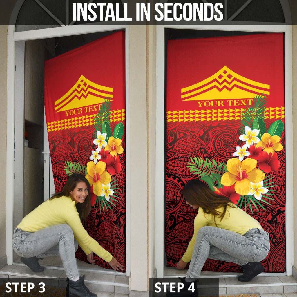 Hawaii Ku Kia'i Mauna Personalized Door Cover Hibiscus Kakau Pattern