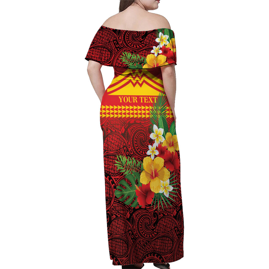 Hawaii Ku Kia'i Mauna Personalized Family Matching Off Shoulder Maxi Dress and Hawaiian Shirt Hibiscus Kakau Pattern LT9 - Polynesian Pride