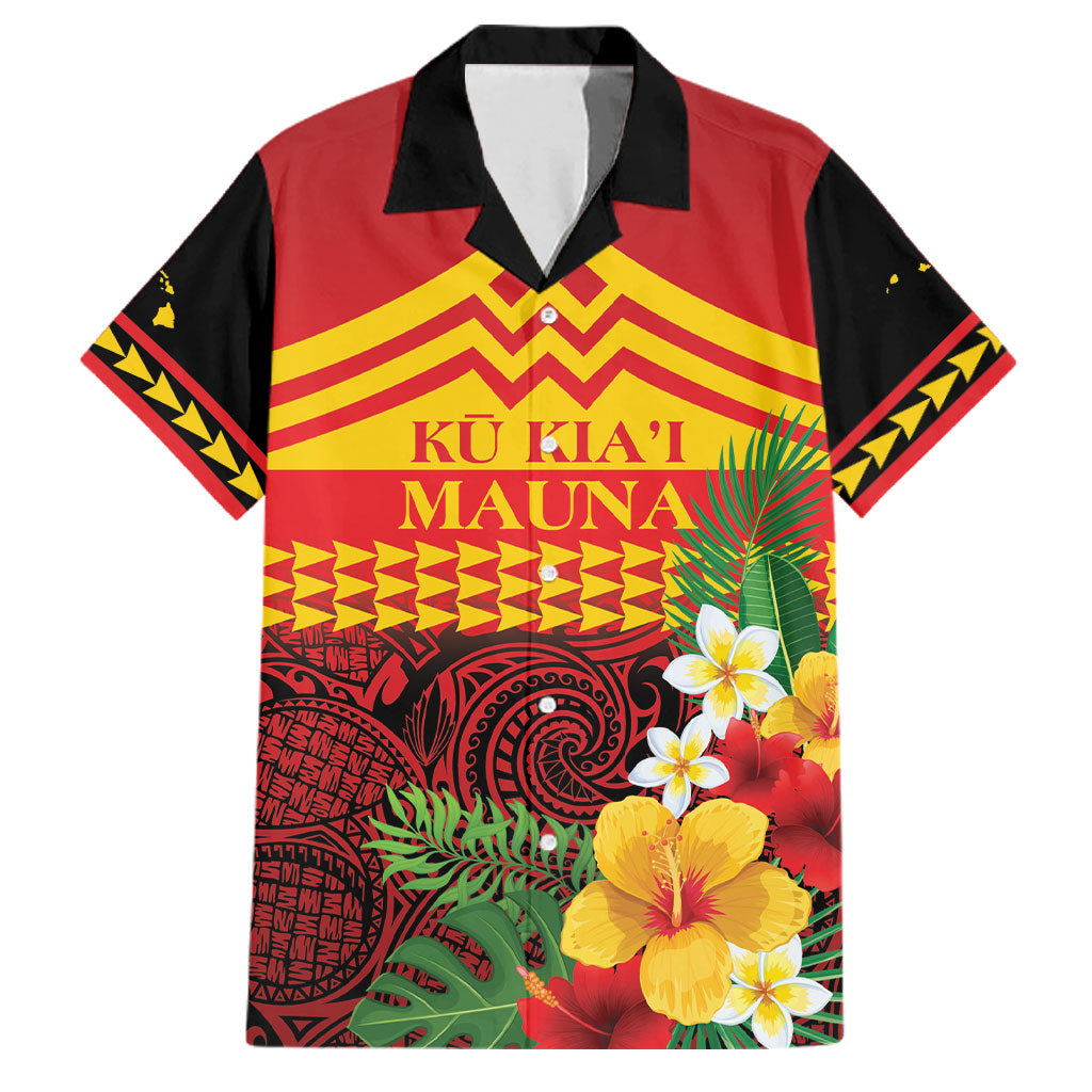 Hawaii Ku Kia'i Mauna Personalized Family Matching Short Sleeve Bodycon Dress and Hawaiian Shirt Hibiscus Kakau Pattern LT9 Dad's Shirt - Short Sleeve Red - Polynesian Pride
