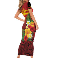 Hawaii Ku Kia'i Mauna Personalized Family Matching Short Sleeve Bodycon Dress and Hawaiian Shirt Hibiscus Kakau Pattern LT9 - Polynesian Pride