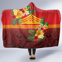 Hawaii Ku Kia'i Mauna Hooded Blanket Hibiscus Kakau Pattern
