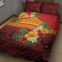 Hawaii Ku Kia'i Mauna Quilt Bed Set Hibiscus Kakau Pattern