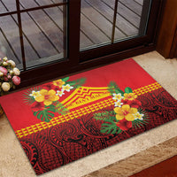 Hawaii Ku Kia'i Mauna Rubber Doormat Hibiscus Kakau Pattern