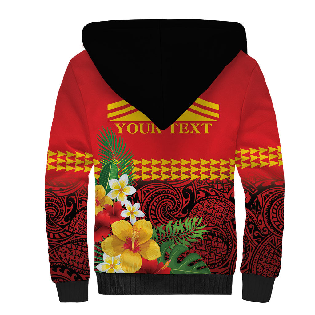 Hawaii Ku Kia'i Mauna Personalized Sherpa Hoodie Hibiscus Kakau Pattern LT9 - Polynesian Pride