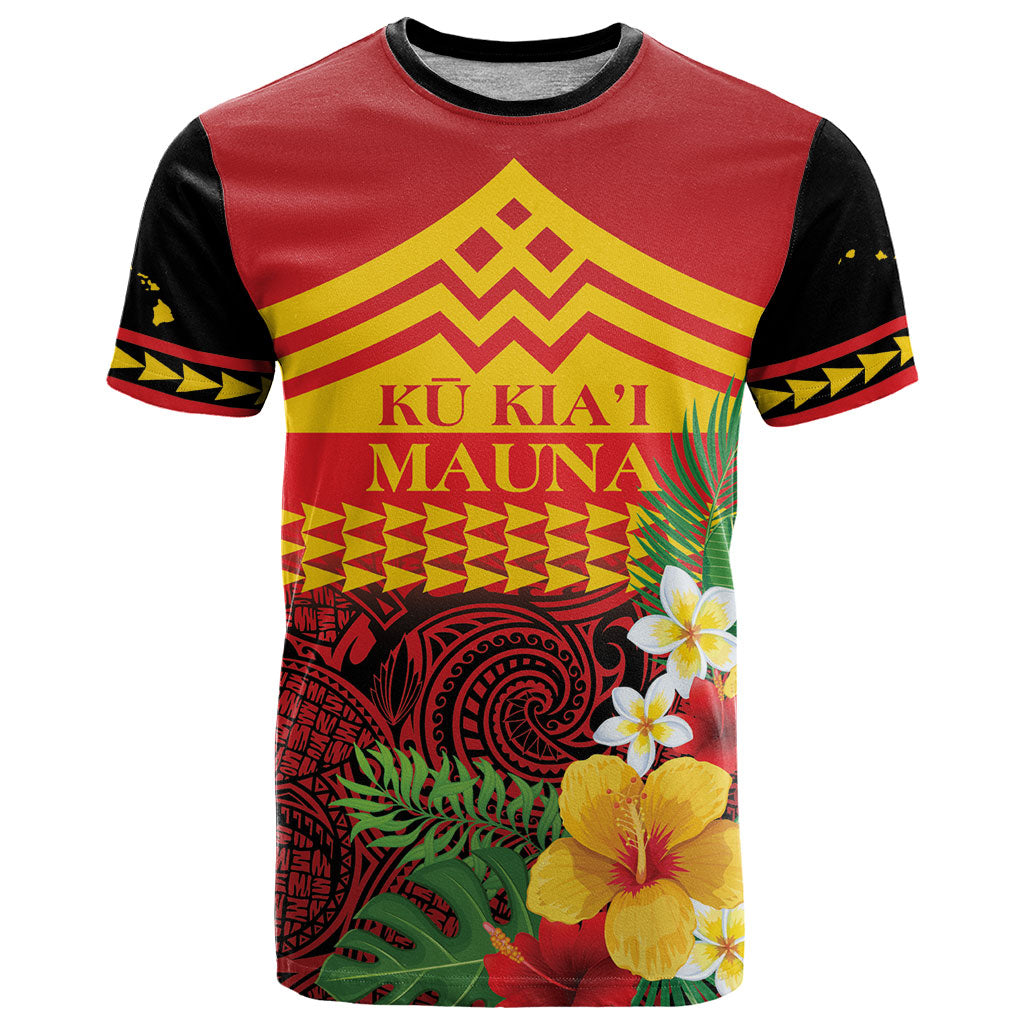 Hawaii Ku Kia'i Mauna Personalized T Shirt Hibiscus Kakau Pattern LT9 Red - Polynesian Pride