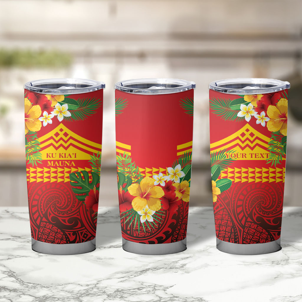 Hawaii Ku Kia'i Mauna Personalized Tumbler Cup Hibiscus Kakau Pattern