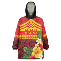 Hawaii Ku Kia'i Mauna Personalized Wearable Blanket Hoodie Hibiscus Kakau Pattern LT9 One Size Red - Polynesian Pride