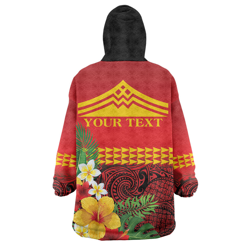 Hawaii Ku Kia'i Mauna Personalized Wearable Blanket Hoodie Hibiscus Kakau Pattern LT9 - Polynesian Pride