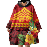 Hawaii Ku Kia'i Mauna Personalized Wearable Blanket Hoodie Hibiscus Kakau Pattern LT9 - Polynesian Pride