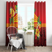 Hawaii Ku Kia'i Mauna Window Curtain Hibiscus Kakau Pattern