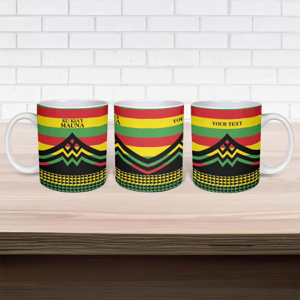 Hawaii Ku Kia'i Mauna Personalized Ceramic Mug Hawaiian Kanaka Maoli Motif
