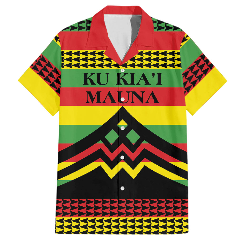 Hawaii Ku Kia'i Mauna Personalized Family Matching Long Sleeve Bodycon Dress and Hawaiian Shirt Hawaiian Kanaka Maoli Motif LT9 Dad's Shirt - Short Sleeve Green - Polynesian Pride