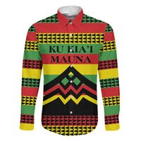 Hawaii Ku Kia'i Mauna Personalized Family Matching Puletasi and Hawaiian Shirt Hawaiian Kanaka Maoli Motif LT9 Dad's Shirt - Long Sleeve Green - Polynesian Pride