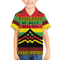 Hawaii Ku Kia'i Mauna Personalized Family Matching Puletasi and Hawaiian Shirt Hawaiian Kanaka Maoli Motif LT9 Son's Shirt Green - Polynesian Pride