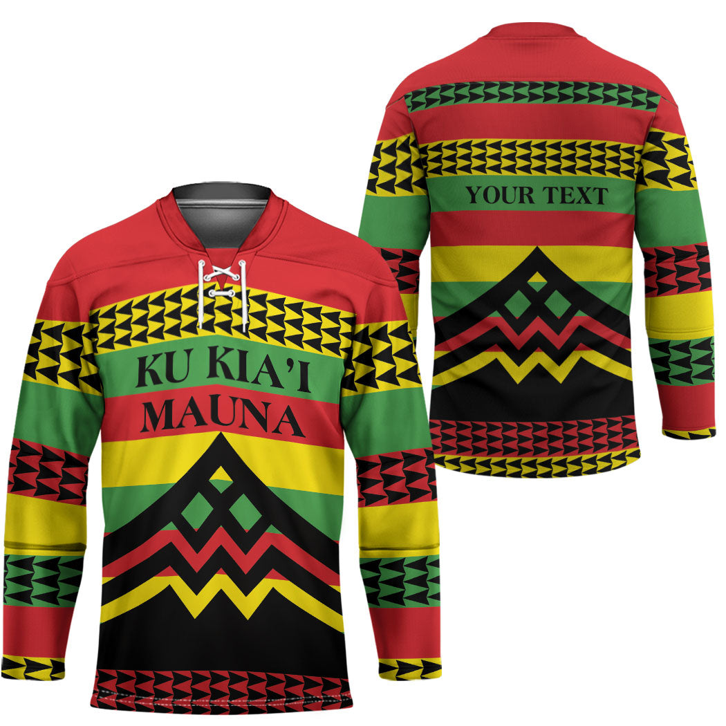 Hawaii Ku Kia'i Mauna Personalized Hockey Jersey Hawaiian Kanaka Maoli Motif LT9 - Polynesian Pride