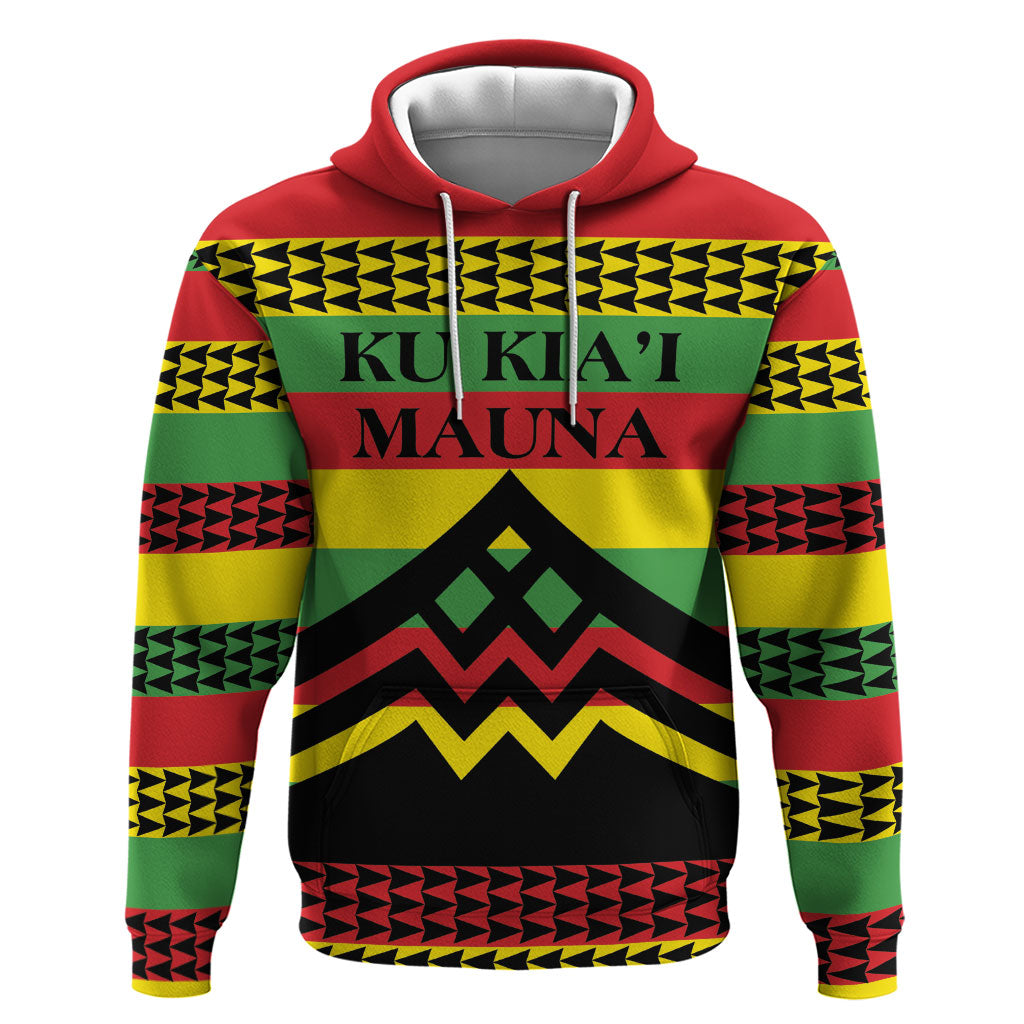 Hawaii Ku Kia'i Mauna Personalized Hoodie Hawaiian Kanaka Maoli Motif LT9 Pullover Hoodie Green - Polynesian Pride