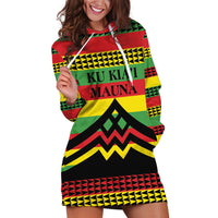 Hawaii Ku Kia'i Mauna Personalized Hoodie Dress Hawaiian Kanaka Maoli Motif LT9 Green - Polynesian Pride