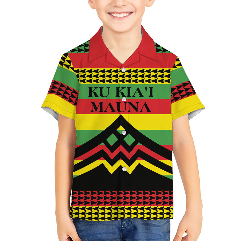 Hawaii Ku Kia'i Mauna Personalized Kid Hawaiian Shirt Hawaiian Kanaka Maoli Motif LT9 Kid Green - Polynesian Pride