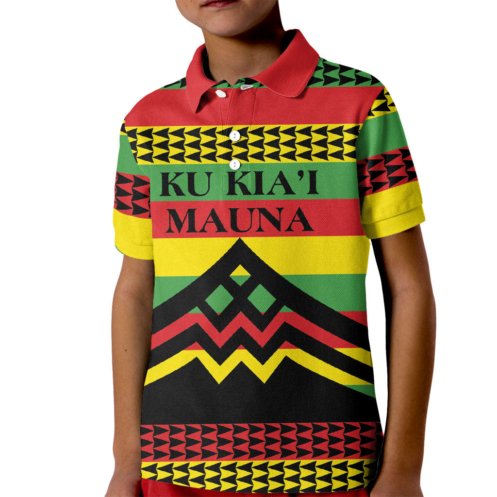 Hawaii Ku Kia'i Mauna Personalized Kid Polo Shirt Hawaiian Kanaka Maoli Motif LT9 Kid Green - Polynesian Pride