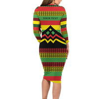 Hawaii Ku Kia'i Mauna Personalized Long Sleeve Bodycon Dress Hawaiian Kanaka Maoli Motif LT9 - Polynesian Pride