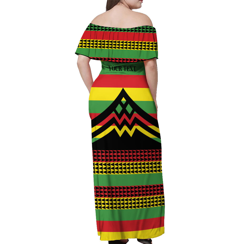 Hawaii Ku Kia'i Mauna Personalized Off Shoulder Maxi Dress Hawaiian Kanaka Maoli Motif LT9 - Polynesian Pride