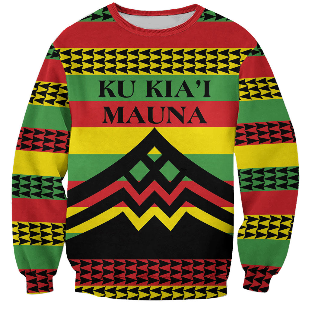 Hawaii Ku Kia'i Mauna Personalized Sweatshirt Hawaiian Kanaka Maoli Motif LT9 Unisex Green - Polynesian Pride