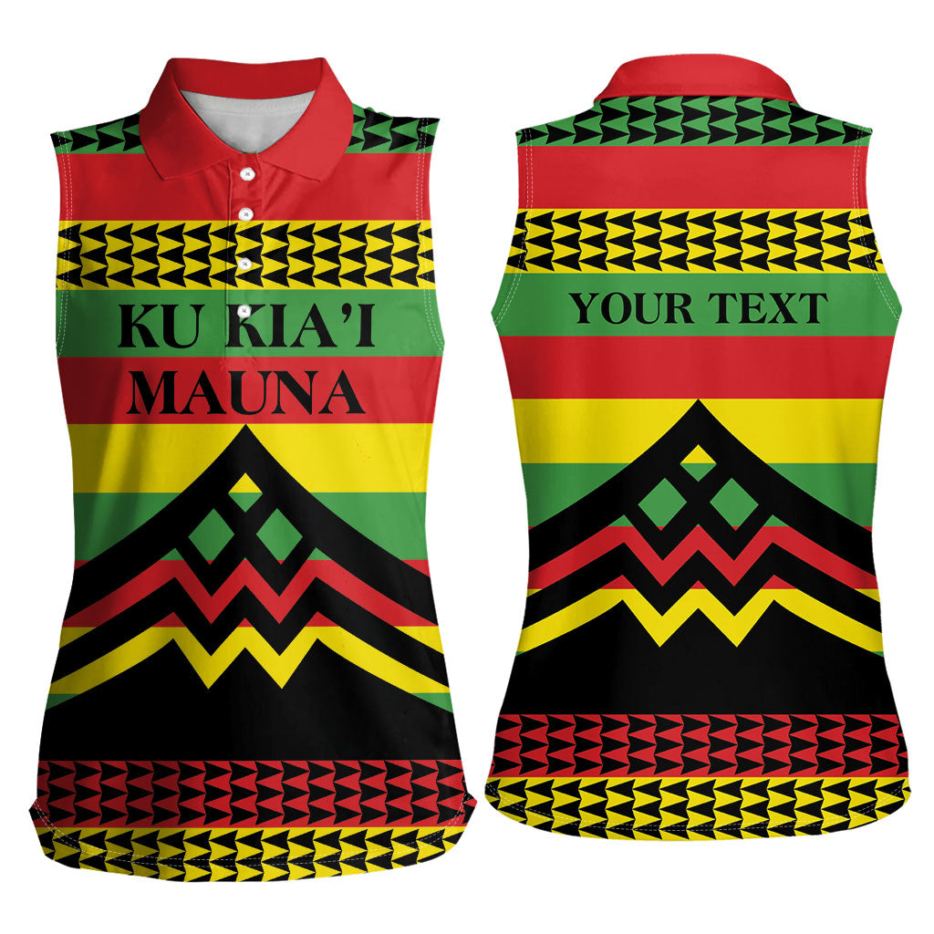 Hawaii Ku Kia'i Mauna Personalized Women Sleeveless Polo Shirt Hawaiian Kanaka Maoli Motif LT9 - Polynesian Pride