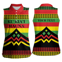 Hawaii Ku Kia'i Mauna Personalized Women Sleeveless Polo Shirt Hawaiian Kanaka Maoli Motif LT9 - Polynesian Pride