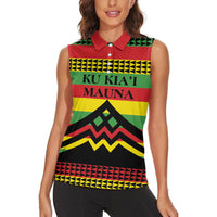 Hawaii Ku Kia'i Mauna Personalized Women Sleeveless Polo Shirt Hawaiian Kanaka Maoli Motif LT9 - Polynesian Pride