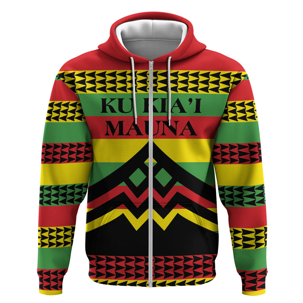 Hawaii Ku Kia'i Mauna Personalized Zip Hoodie Hawaiian Kanaka Maoli Motif