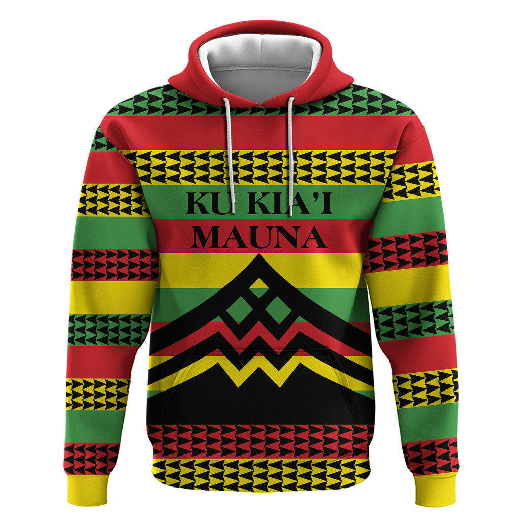 Hawaii Ku Kia'i Mauna Personalized Zip Hoodie Hawaiian Kanaka Maoli Motif LT9 Pullover Hoodie Green - Polynesian Pride