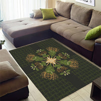 Hawaii Ohia Lehua Squares Area Rug Hawaiian Quilt Inspired Floral Pattern LT9 - Polynesian Pride