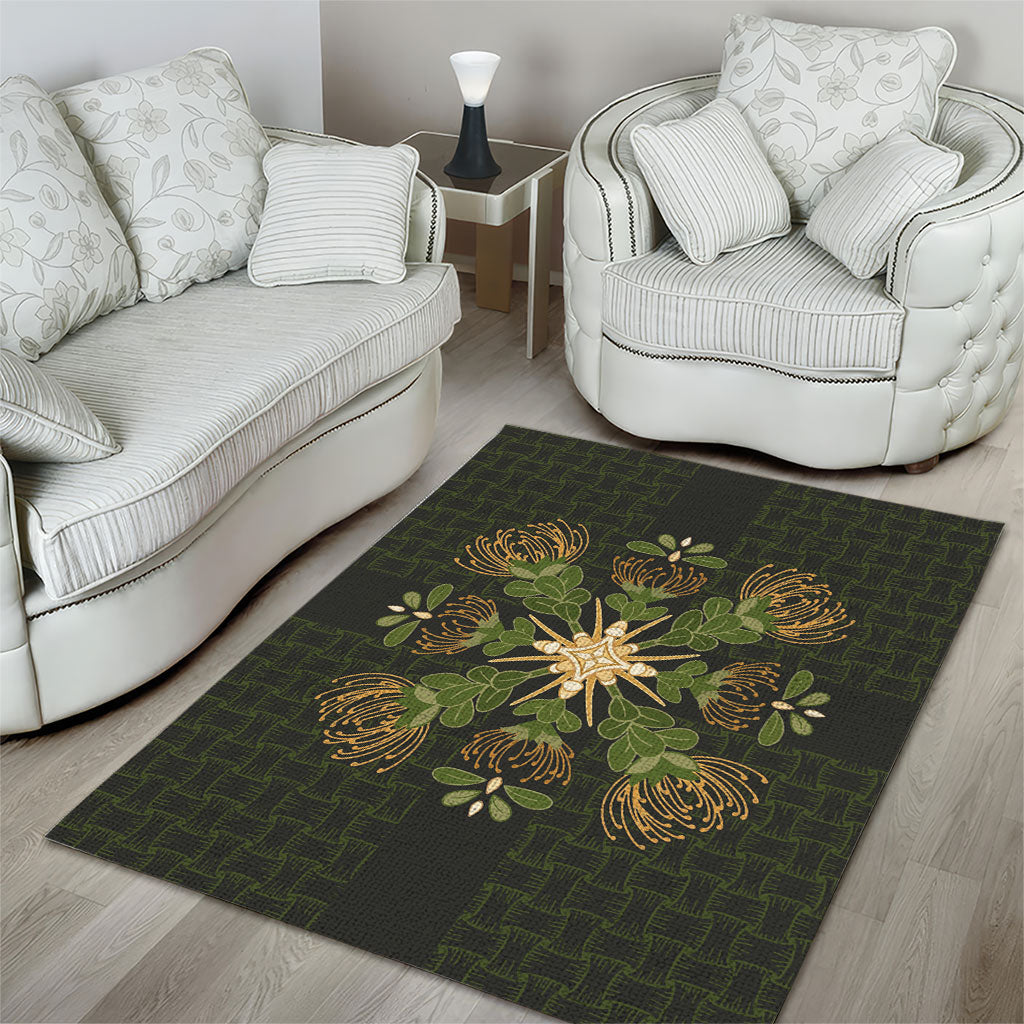 Hawaii Ohia Lehua Squares Area Rug Hawaiian Quilt Inspired Floral Pattern LT9 - Polynesian Pride