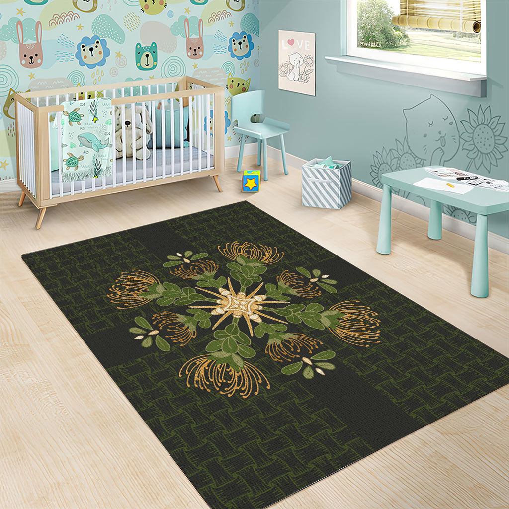Hawaii Ohia Lehua Squares Area Rug Hawaiian Quilt Inspired Floral Pattern LT9 - Polynesian Pride
