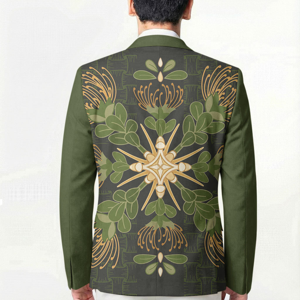 Hawaii Ohia Lehua Squares Blazer Hawaiian Quilt Inspired Floral Pattern