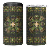 Hawaii Ohia Lehua Squares 4 in 1 Can Cooler Tumbler Hawaiian Quilt Inspired Floral Pattern LT9 One Size: 16 oz Green - Polynesian Pride
