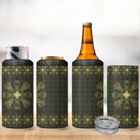 Hawaii Ohia Lehua Squares 4 in 1 Can Cooler Tumbler Hawaiian Quilt Inspired Floral Pattern LT9 - Polynesian Pride