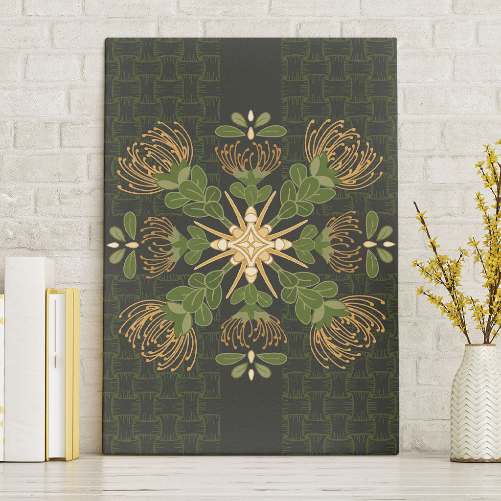 Hawaii Ohia Lehua Squares Canvas Wall Art Hawaiian Quilt Inspired Floral Pattern