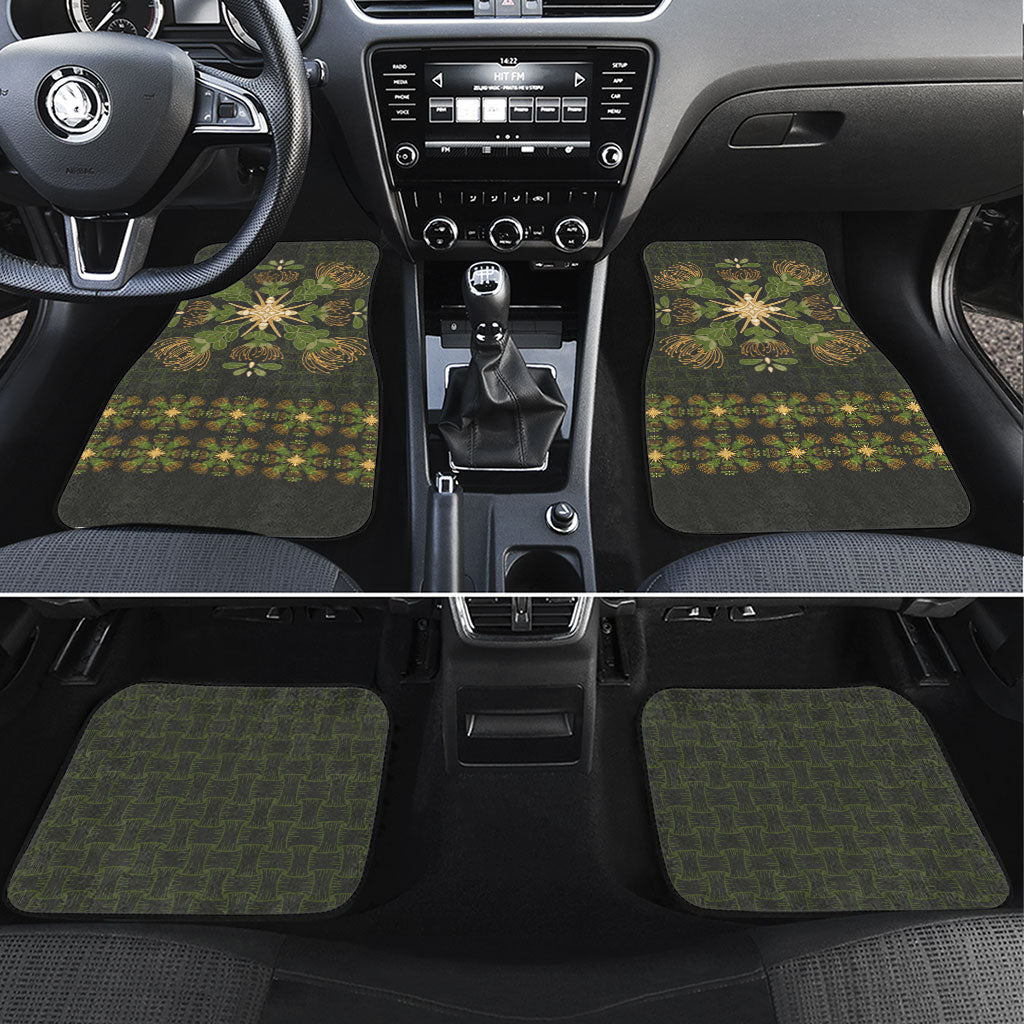 Hawaii Ohia Lehua Squares Car Mats Hawaiian Quilt Inspired Floral Pattern LT9 Set 4pcs Green - Polynesian Pride